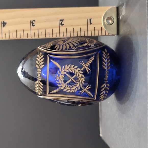 VGT,Cobalt Blue Etched Russian Faberge Egg . - Picture 8 of 9